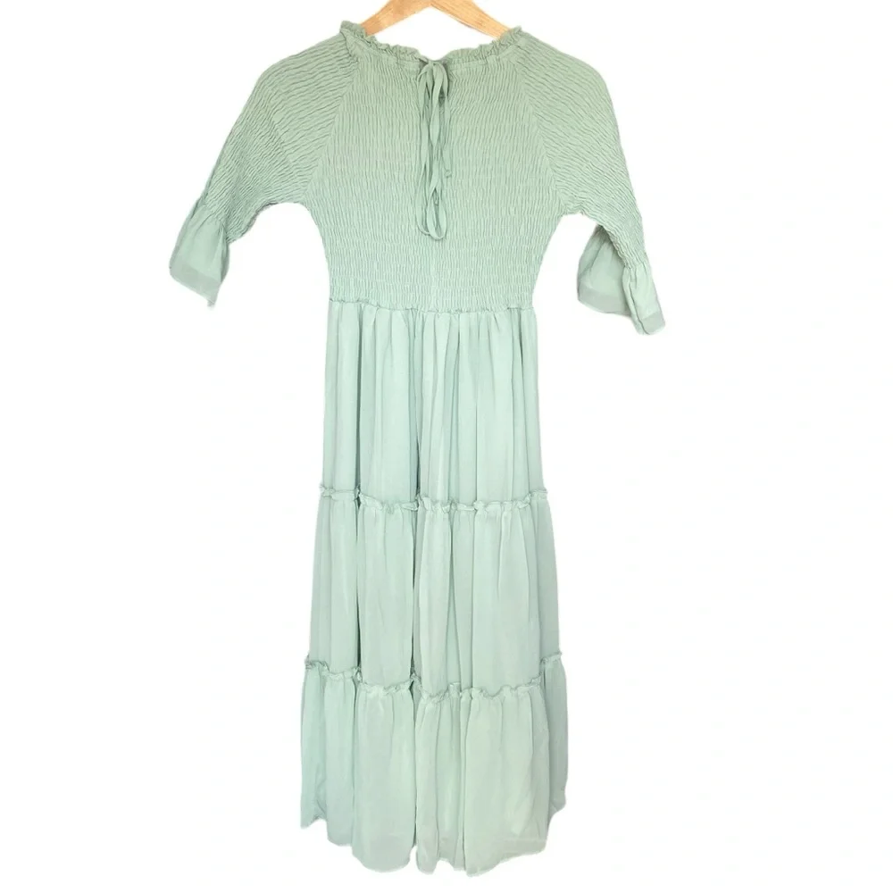 JessaKae Wandering Willoughby Ruffle Mint Green Midi Dress Womens Small - Picture 7 of 8